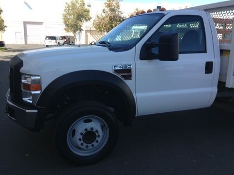 2007 ford f-450 diesel stake bed white brown cloth interior 19,623 miles