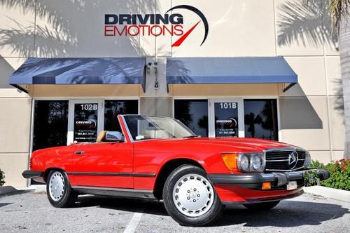 1989 mercedes 560sl roadster! red/tan! low miles! rare!