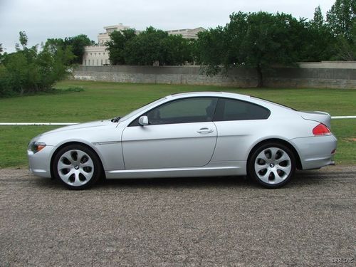 05 bmw 645i coupe 68k v8 silver/black leather auto sport pckg nav immac