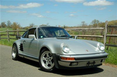 1987 porsche 911 turbo in silver with red sport seats, ruf mods