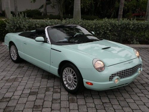 04 t-bird hardtop convertible automatic leather vintage mint green florida owned