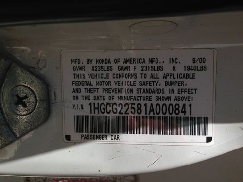 2001 HONDA ACCORD V6 01, US $3,700.00, image 7