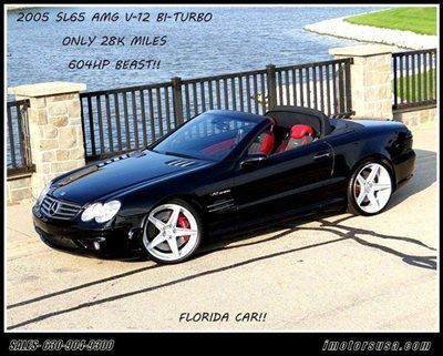 2005 mercedes sl65 v-12 bi-turbo blk/gry+red only 28k miles new tires 604hp 20"w