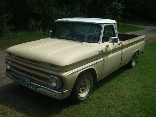 Authentic 1965 Chevrolet C10 Custom Cab 6cyl 4spd White over Tan, image 9