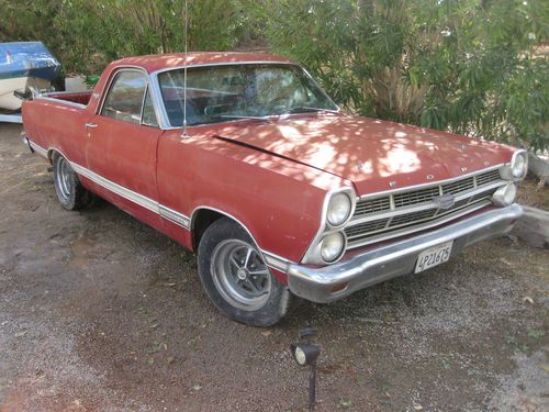 1967 ford fairlane 500 xl ranchero red w/blk interior v8, auto w/bucket seats