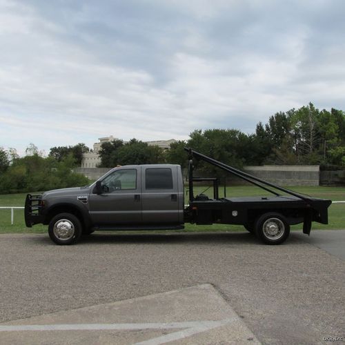 08 f550 crew cab xl 4x4 6.4l v8 diesel 72k flatbed w/boom &amp; winch