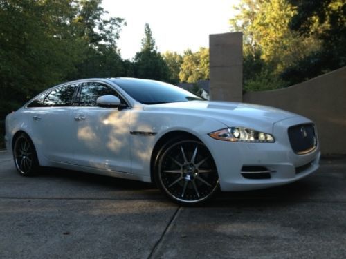 2012 jaguar xj l white sedan, luxury add-ons, custom rims, tan and navy interior