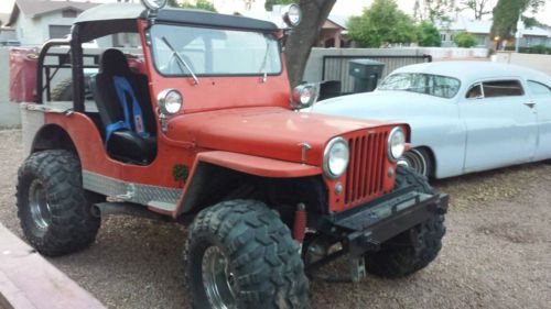 1951 willy&#039;s flat fender jeep cj  chevrolet 350 aluminum heads fuel injection