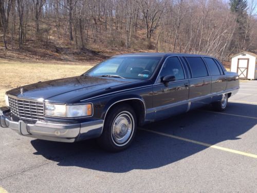 1993 cadillac s&amp;s limousine flip seat fleetwood brougham 5.7 black limo 9-pass