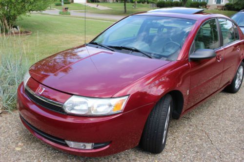 2004 saturn ion 3 sedan berry red, spoiler, leather, premium sound, loaded!