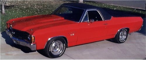 1972 ss elcamino red with black vinyl top exelent condition