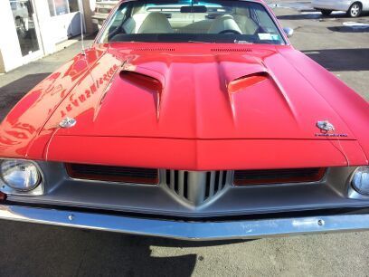 1973 cuda  440  big block  727 auto trans  red   rare  white interior  cool car