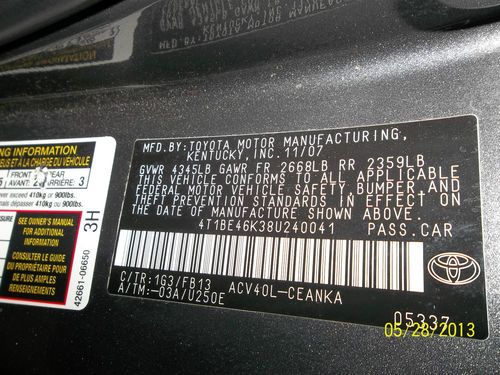 2008 Toyota Camry LE Gray Sedan 4-Door 2.4L Automatic non-smoker, US $13,500.00, image 14