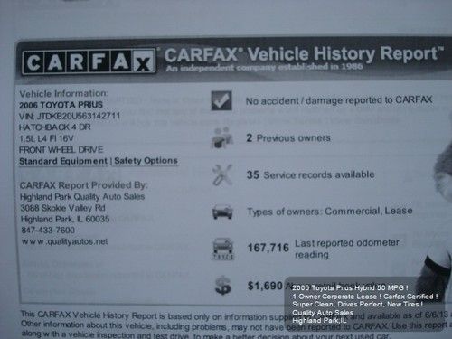 2006 TOYOTA PRIUS HYBRID 1 OWNER 50 MPG NEW TIRES SUPER CLEAN CARFAX GUARANTEE, US $6,975.01, image 3
