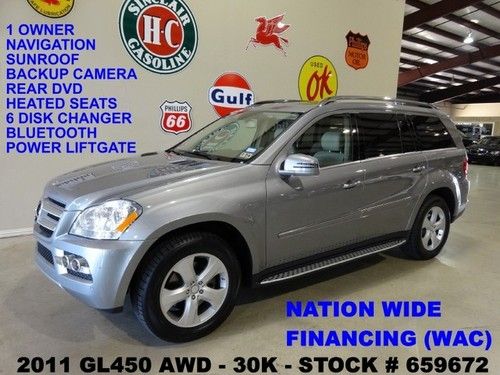 2011 gl450 4-matic,sunroof,nav,rear dvd,htd lth,6 disk cd,3rd row,30k,we finance