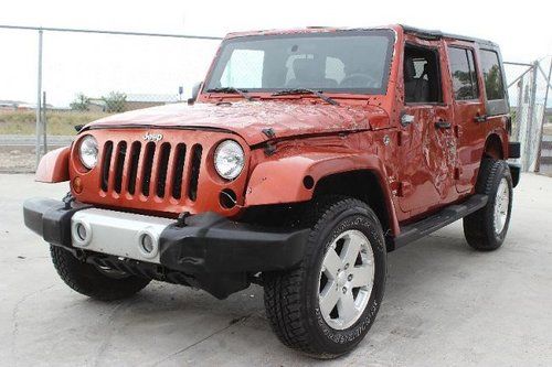 2009 jeep wrangler unlimited sahara 4wd damaged salvage runs! nice unit loaded!