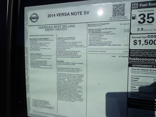 New 14 Versa Note Sv Hatchback 4 Cylinder Rear Backup Camera Aspen White Pearl, US $17,655.00, image 16