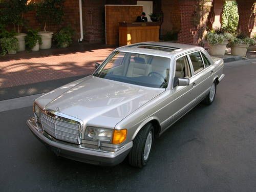 1991 mercedes 560sel- 42k miles - ca car - records - smk silv/creme - superb!