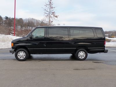 2007 ford e350 15 pass van v8 auto dual air power grp.79,618 miles. black