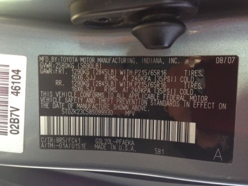 2008 Toyota Sienna LE Mini Passenger Van 5-Door 3.5L, US $12,500.00, image 2