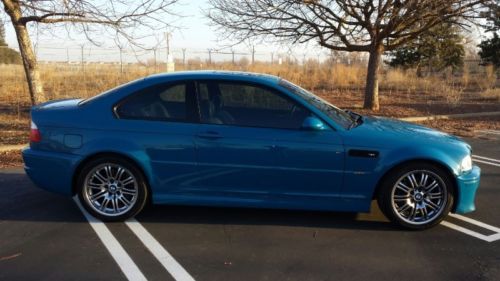 Rare 2002 laguna seca blue bmw m3 e46 black leather interior 6 speed manual