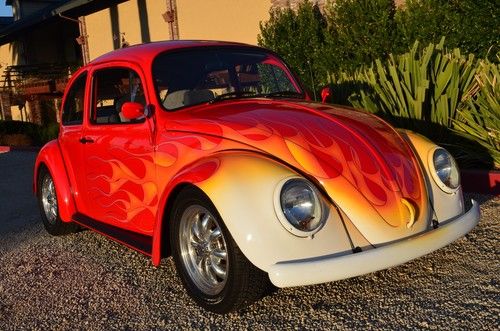 Incredible '66 vw beetle show car - total restore "cal look" - flames &amp; chrome!