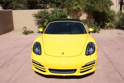 2014 porsche boxster yellow with black rims low mileage