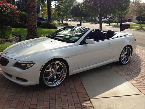 2009 white bmw 650i convertible cpo clean! 22' asanti rims every option lr