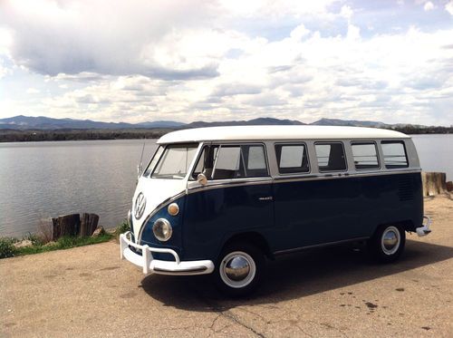 1966 vw bus volkswagen van kombi deluxe 13 window splitscreen free usa shipping!