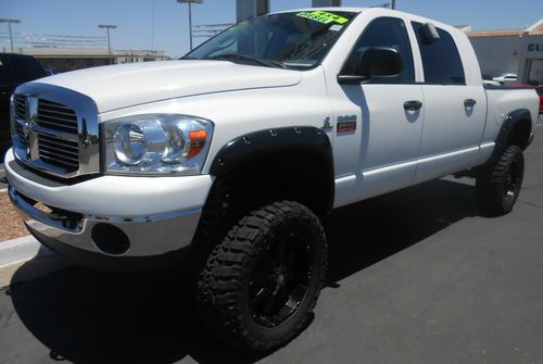 2007 dodge ram 2500 slt 4x4 crew 6.7l  diesel lifted mega 4wd white 3/4 ton