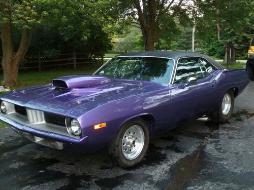 Plymouth barracuda plum crazy tubbed with slicks 600 horsepower, cuda