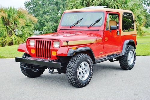 Simply beautiful and rare 1988 jeep wrangler olympic edtion 6 cly red sunroof .