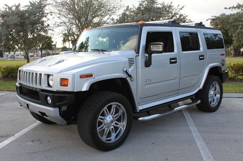 2009 hummer h2 luxury silver over black florida car clean carfax 67k miles!!