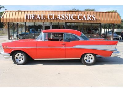 57 chevy bel air 2dr hardtop 350ci v8 automatic red 1037d chassis factory metal