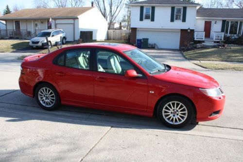 2008 saab 9-3 2.0t laser red, rare interior! runs, drives, light cosmetic damage