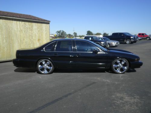 1994 Chevrolet Impala SS Black 20" Foose wheels MSD Cowl Hood Nice Lowered, image 2