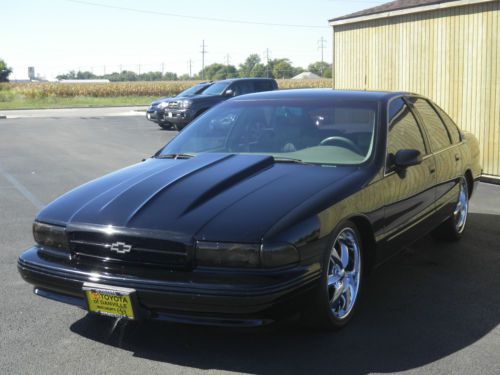 1994 Chevrolet Impala SS Black 20" Foose wheels MSD Cowl Hood Nice Lowered, image 7
