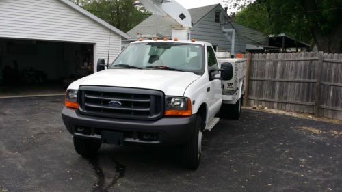 2000 ford f450 bucket truck 29&#039; boom versalift with air compressor and onan gen