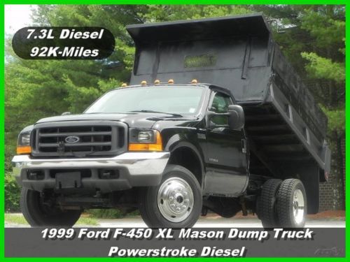1999 ford f450 xl regular cab mason dump truck 4x4 7.3l power stroke diesel ac