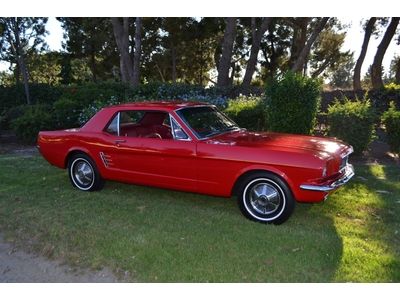 $1 no reserve - 66 ford mustang hardtop, red/black, 289ci. v-8, 4-spd manual