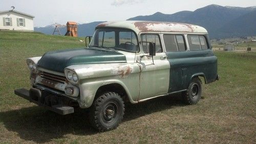 1958 chevrolet napco 4x4 suburban carryall: runs, solid body, pto, rare chevy!