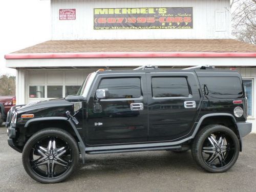 2004 hummer h2 luxury 4wd 28" rims leather custom low reserve