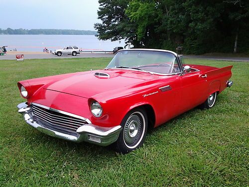 1957 ford t-bird 2 door convertible red v-8 312 engine at