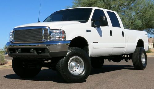 No reserve 2001 ford f350 7.3l diesel lifted crew 4x4 xlt long bed az clean!!!