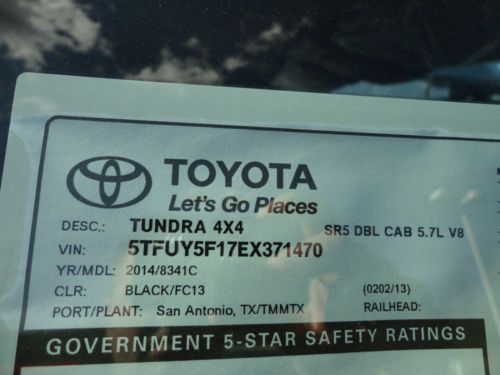 New 2014 Tundra Double Cab SR5 5.7L V8 4x4 Rear View Camera Black Paint 4wd, US $33,500.00, image 14