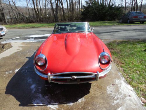 1970 red xke jaguar type ii roadster convertible 6-cylinder