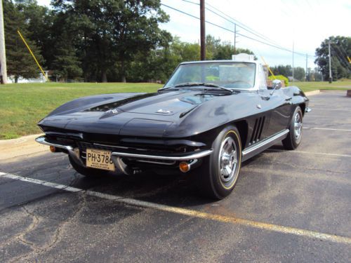 1966 chevrolet corvette sting ray convertible triple black 4bbl l79 w/hard top