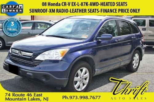 08 honda cr-v ex-l-87k-heated seats-sunroof-xm radio-leather seats