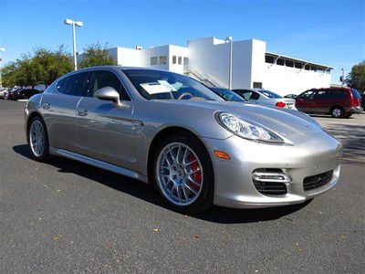 10 panamera turbo silver tan navigation leather disc brakes a/c abs moon roof