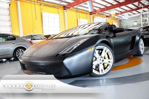 06 lamborghini gallardo spyder e-gear 17k-miles matte-blk-wrap yellow-stitching